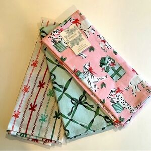 Shabby Chic Christmas Present Dogs Bows Kitchen Towels New